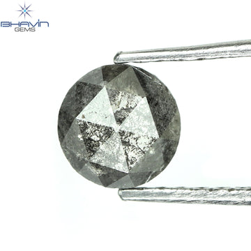 0.65 CT ラウンド ローズ カット シェイプ 天然ダイヤモンド ソルト アンド ペッパー カラー I3 クラリティ (5.56 MM)