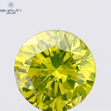 0.14 CT ラウンド シェイプ ナチュラル ダイヤモンド グリーン イエロー カラー SI2 クラリティ (3.35 MM)