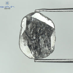 1.23 CT スライス形状 天然ダイヤモンド ソルト アンド パッパー カラー I3 クラリティ (11.11 MM)