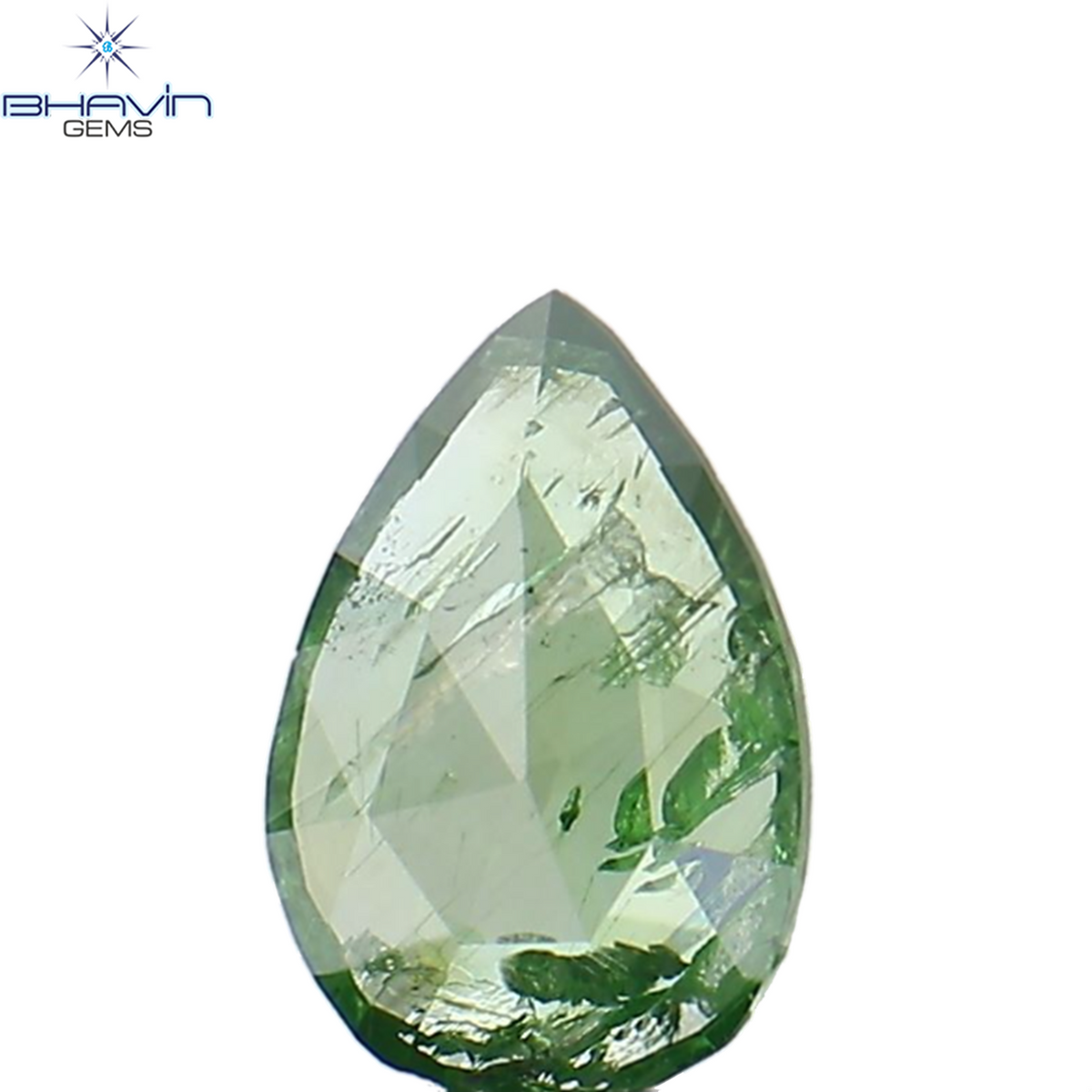 0.23 CT ペアシェイプ ナチュラル ダイヤモンド グリーン カラー I2 クラリティ (6.27 MM)
