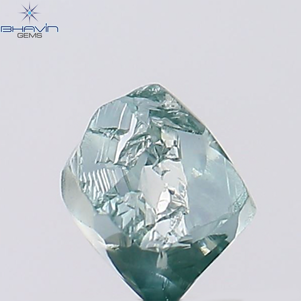 0.57 CT Rough Natural Diamond Enhanced Greenish Blue Color Clarity VS2 (4.54 MM)