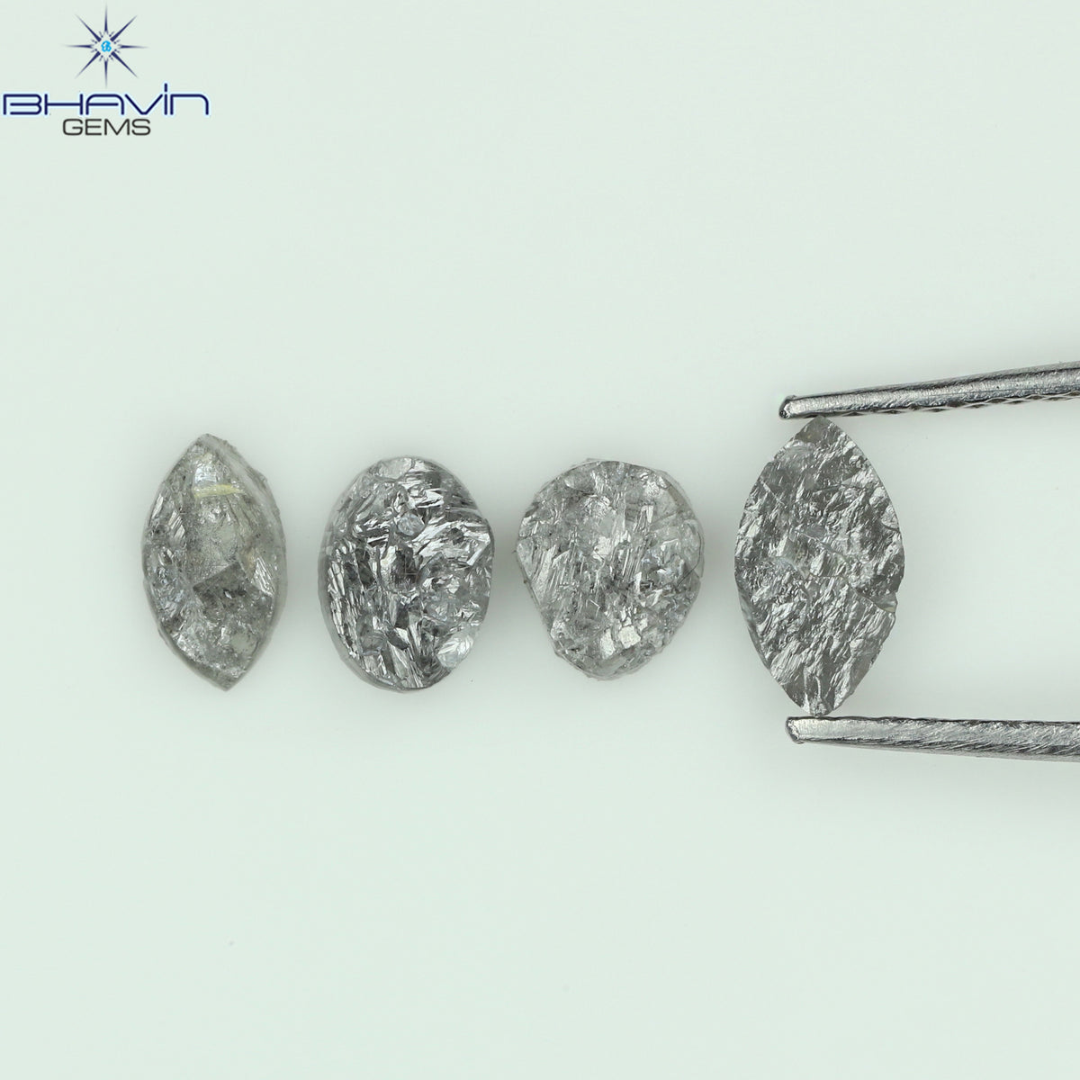 1.42 CT/4 Pcs Natural Uncut Diamond Salt And Pepper Color Clarity I3 (6.66 MM)