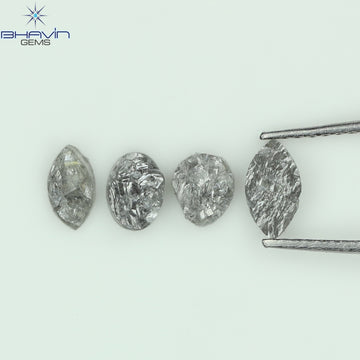 1.42 CT/4 Pcs Natural Uncut Diamond Salt And Pepper Color Clarity I3 (6.66 MM)