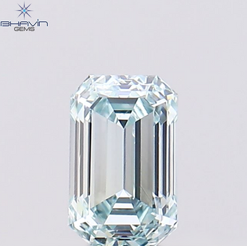 0.38 CT Natural Emerald Diamond Enhanced Greenish Blue Color Clarity VS1 (4.87 MM)