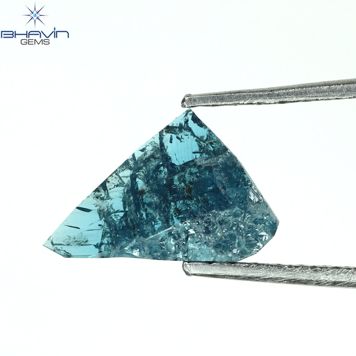 0.43 CT Natural Trapezoid Rough Diamond Enhanced Blue Color Clarity I3 (9.20 MM)