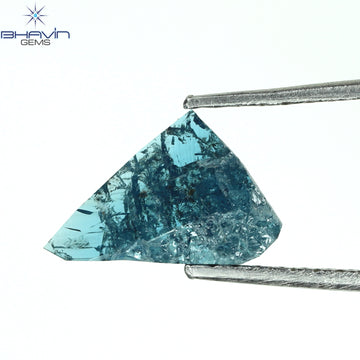 0.43 CT Natural Trapezoid Rough Diamond Enhanced Blue Color Clarity I3 (9.20 MM)