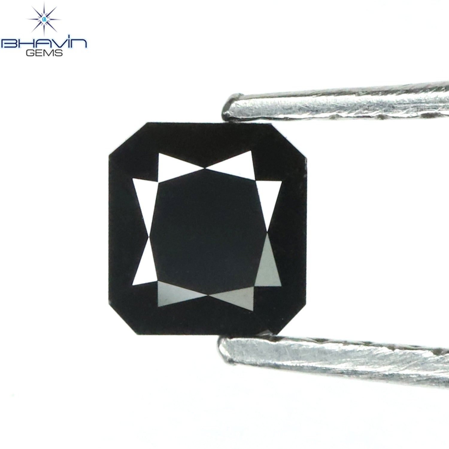 0.43 CT Radiant Shape Natural Diamond Black Color Opaque Clarity (4.07 MM)