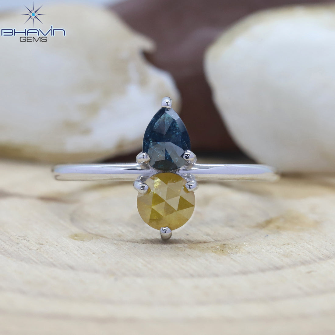 Round Rose Cut And Pear Diamond Natural Diamond Ring Gold Ring Engagement Ring