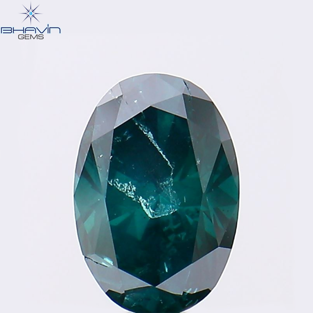 1.65 CT Oval Shape Natural Diamond Greenish Blue Color I2 Clarity (9.03 MM)