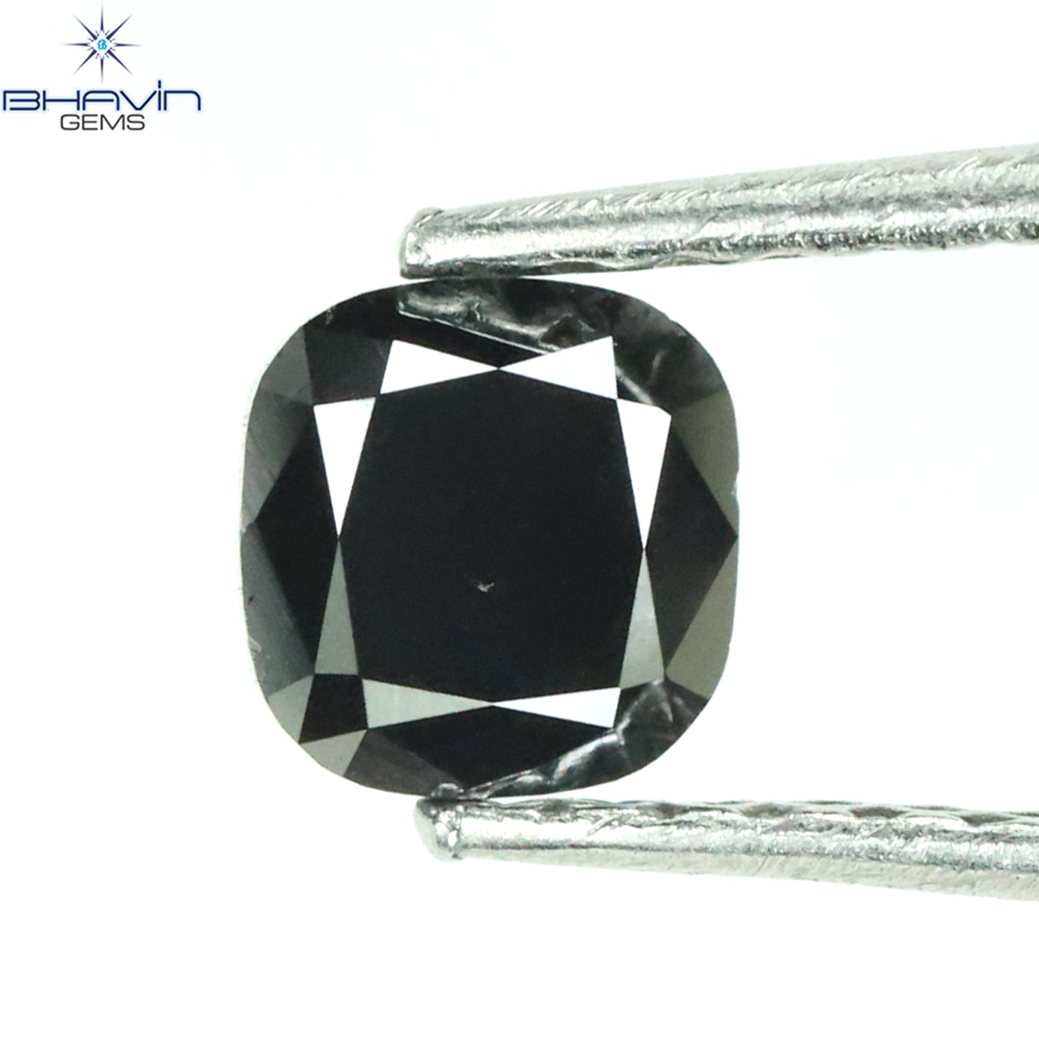 0.52 CT Cushion Shape Natural Diamond Black Color Opaque Clarity (4.40 MM)