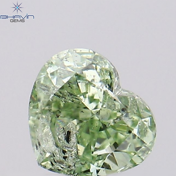 0.30 CT Natural Heart Diamond Enhanced Blueish Green Color Clarity I1 (4.22 MM)