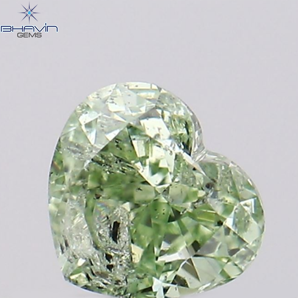 0.30 CT Heart Shape Natural Diamond Greenish Blue Color I1 Clarity (4.22 MM)