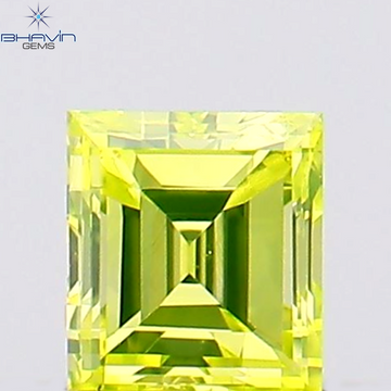 0.09 CT スクエア カット ナチュラル ダイヤモンド エンハンスト グリーニッシュ イエロー カラー VS2 クラリティ (2.45 MM)