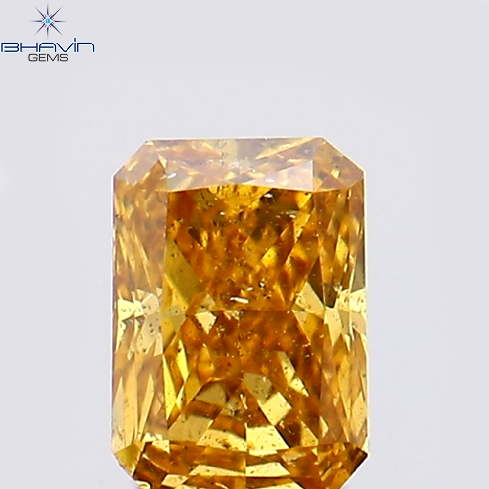 0.20 CT Radiant Shape Natural Diamond Orange Color SI1 Clarity (4.20 MM)