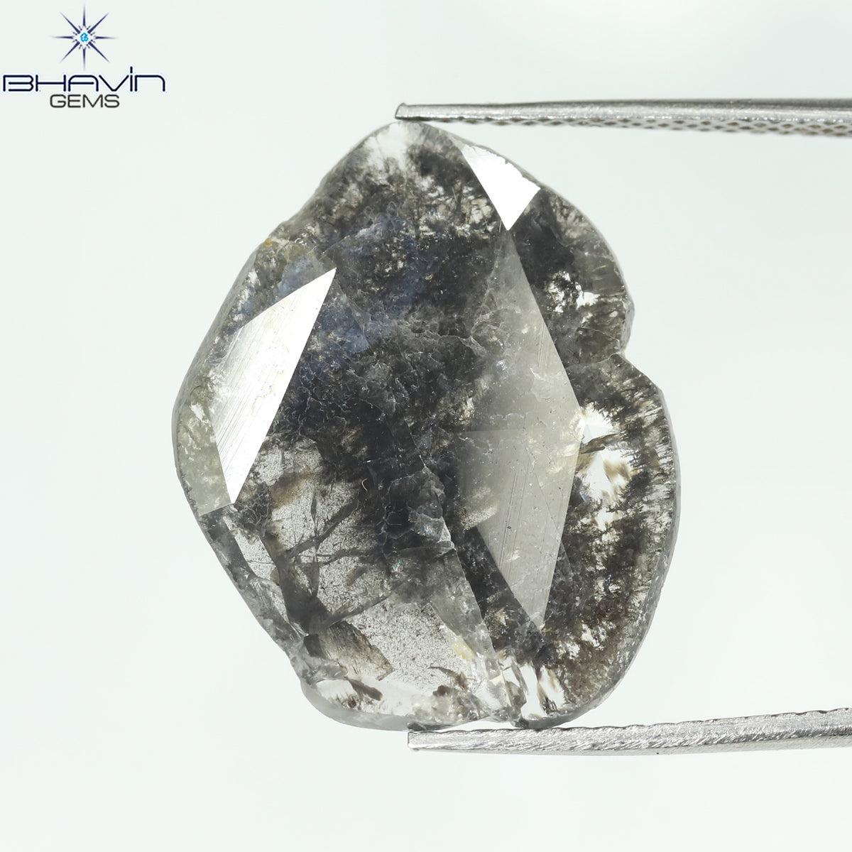 5.51 CT Natural Slice Diamond Salt And Pepper Color Clarity I3 (20.03 MM)