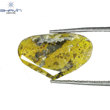 1.43 CT ハート スライス シェイプ ナチュラル ダイヤモンド イエロー カラー I3 クラリティ (14.08 MM)