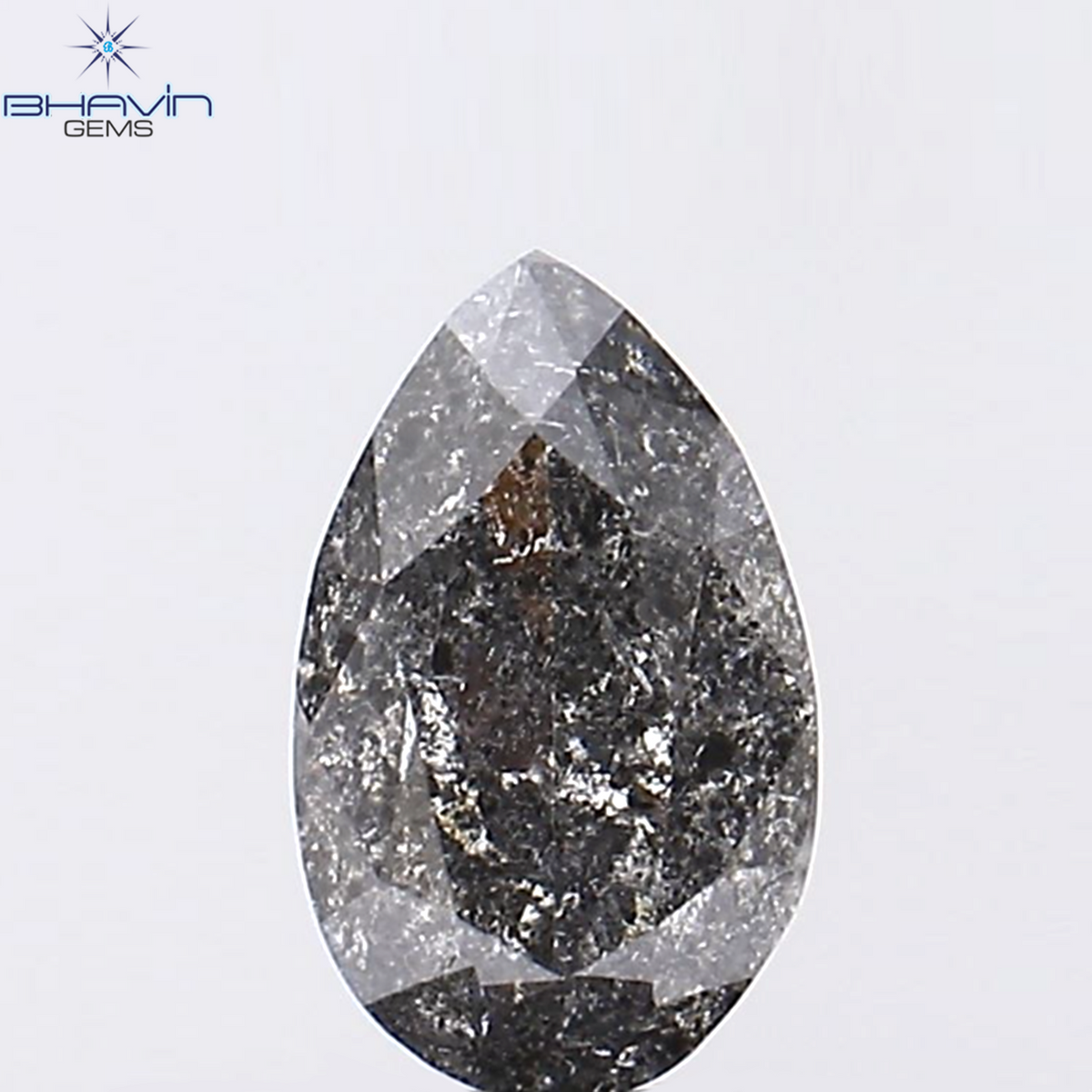 0.39 CT ペアシェイプ ナチュラル ルース ダイヤモンド ソルト アンド ペッパー カラー I3 クラリティ (5.27 MM)