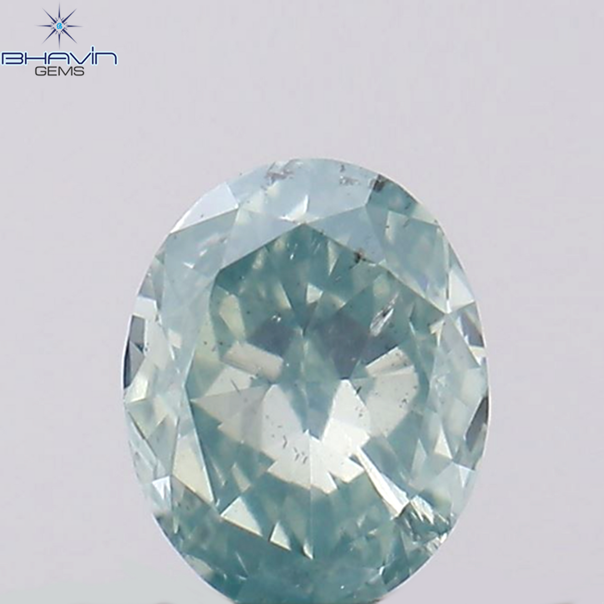 0.37 CT オーバル シェイプ ナチュラル ダイヤモンド グリーンがかったブルー カラー SI1 クラリティ (5.36 MM)