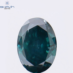 0.42 CT オーバル シェイプ ナチュラル ダイヤモンド グリーンがかったブルー カラー SI2 クラリティ (5.66 MM)
