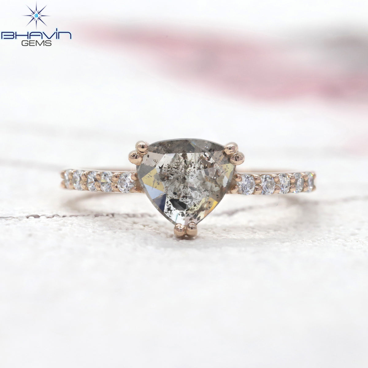 Heart Diamond Salt And Pepper Diamond Natural Diamond Ring Engagement Ring