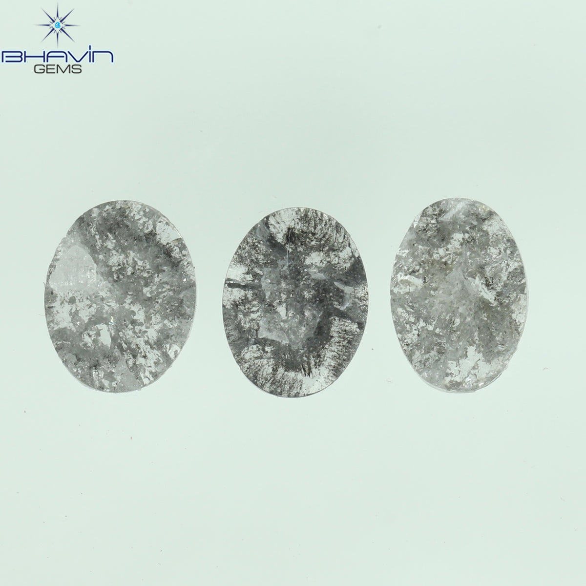 0.92 CT スライス形状 天然ダイヤモンド ソルト アンド ペッパー カラー I3 クラリティ (10.75 MM)