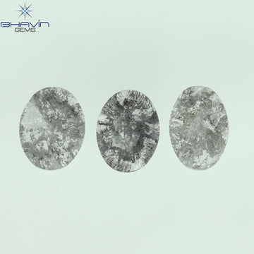 0.92 CT スライス形状 天然ダイヤモンド ソルト アンド ペッパー カラー I3 クラリティ (10.75 MM)