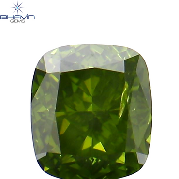 0.39 CT Cushion Shape Natural Loose Diamond Enhanced Green Color VS2 Clarity (4.26 MM)