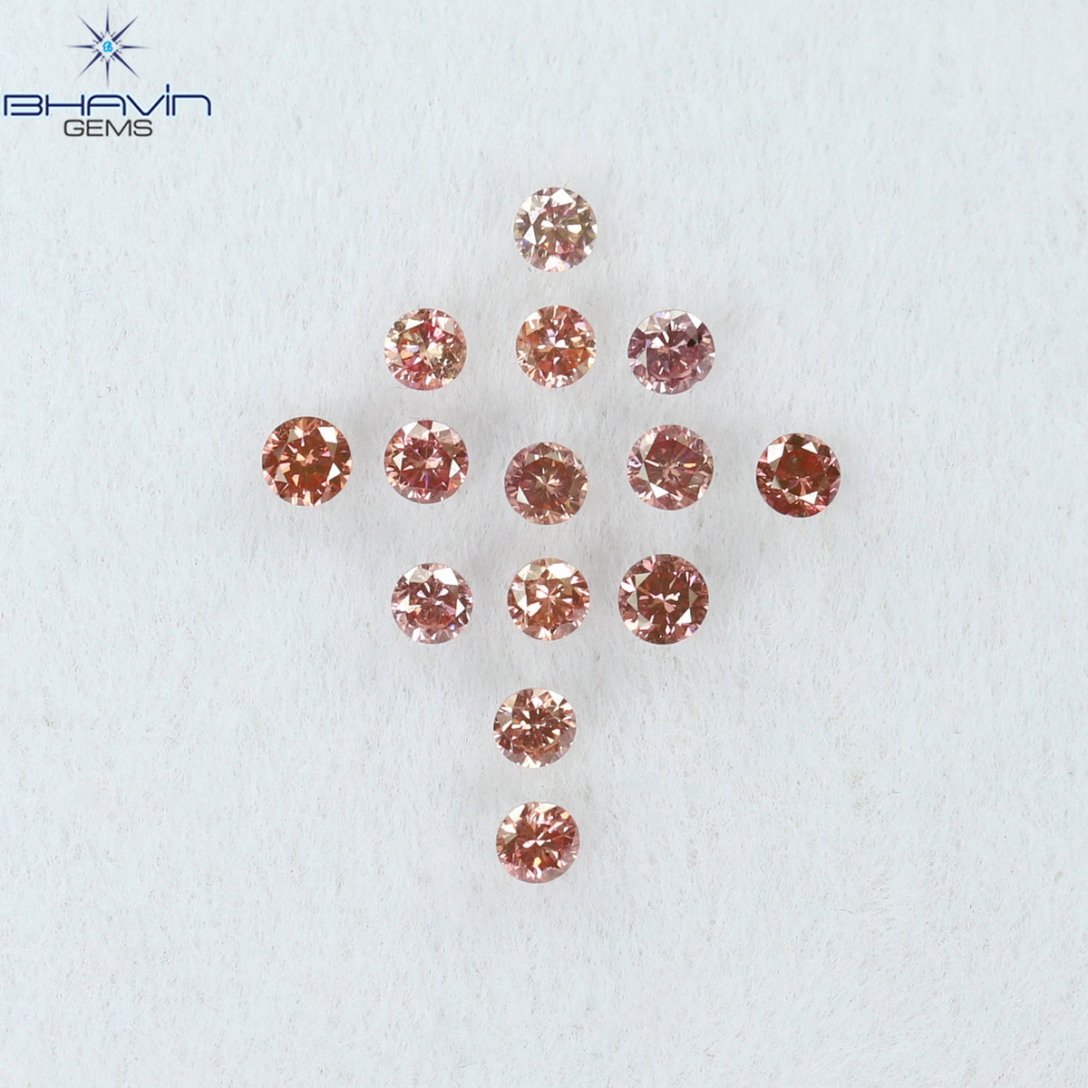 0.26 CT/14 ピース ラウンド シェイプ ナチュラル ルース ダイヤモンド ピンク カラー SI クラリティ (1.75 MM)