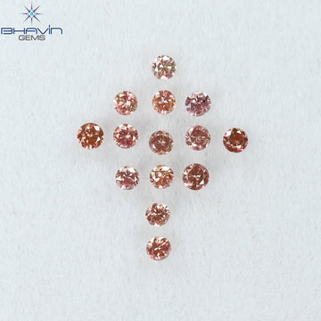 0.26 CT/14 ピース ラウンド シェイプ ナチュラル ルース ダイヤモンド ピンク カラー SI クラリティ (1.75 MM)