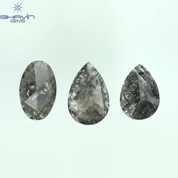 1.54 CT/3 Pcs Natural Mix Slice Diamond Salt And Pepper Color Clarity I3 (9.82 MM)