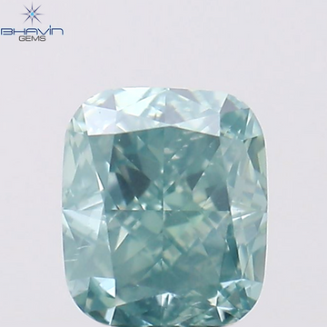 0.23 CT クッション シェイプ 天然ダイヤモンド グリーンがかったブルー カラー VS2 クラリティ (3.30 MM)