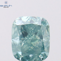 0.33 CT Cushion Shape Natural Diamond Greenish Blue Color VS2 Clarity (4.16 MM)