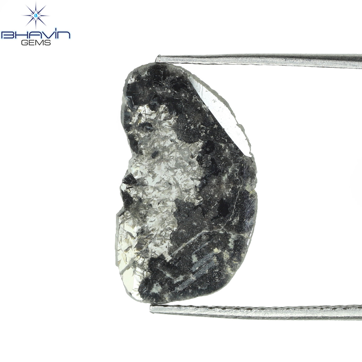 2.15 CT スライス シェイプ ナチュラル ダイヤモンド ソルト アンド ペッパー カラー I3 クラリティ (16.58 MM)