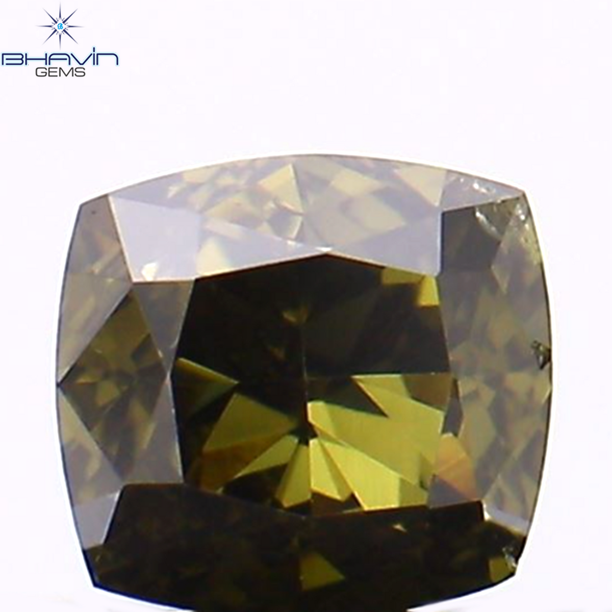 0.20 CT クッション シェイプ ナチュラル ルース ダイヤモンド グリーン カラー VS1 クラリティ (3.38 MM)