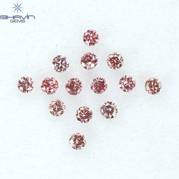 0.30CT/14PCS ラウンドダイヤモンド ビビッドピンクカラー 天然ダイヤモンド VS クラリティ (1.70MM)