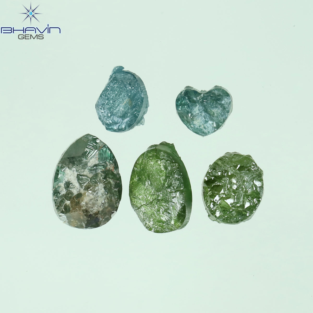 1.05 CT、ノーカット ポルキ シェイプ、天然ダイヤモンド、ブルー カラー、I3 クラリティ (5.42 MM)
