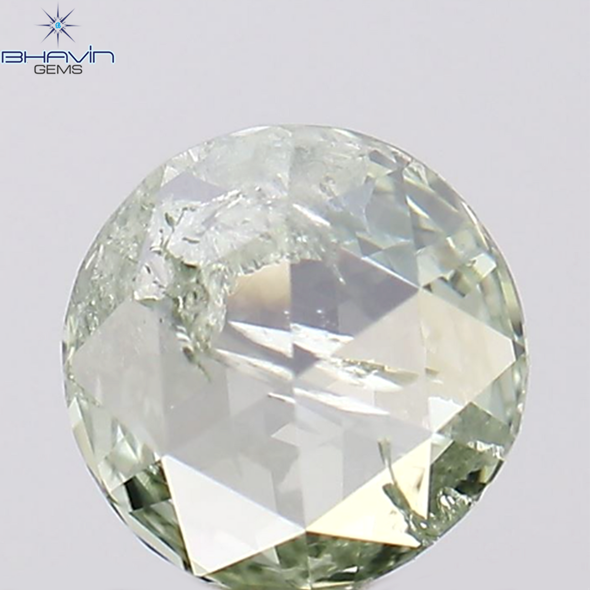 0.22 CT Natural Round Rose Cut Diamond Enhanced Bluish Green Color Clarity I2 (4.29 MM)