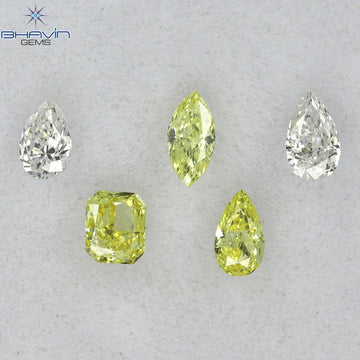 0.40 CT/5 Pcs Natural Mix Diamond Pink-Yellow Color Clarity VS-SI (4.05 MM)