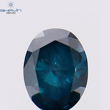 0.29 CT Natural Oval Diamond Enhanced Blue Color Clarity SI2 (4.55 MM)