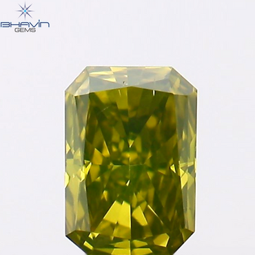 0.14 CT Emerald Shape Natural Diamond Green Color VS2 Clarity (3.71 MM)