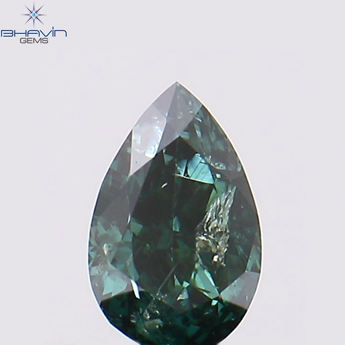 0.24 CT ペアシェイプ ナチュラル ダイヤモンド グリーン カラー I1 クラリティ (4.92 MM)