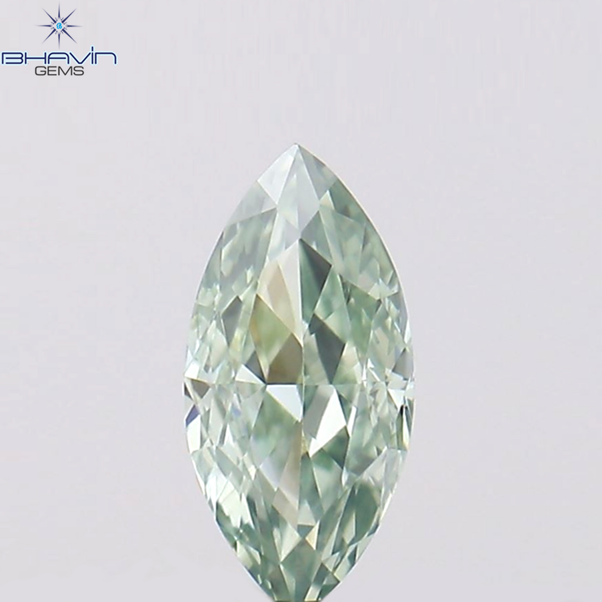 0.36 CT マーキス シェイプ ナチュラル ダイヤモンド グリーンがかったブルー カラー SI1 クラリティ (6.85 MM)