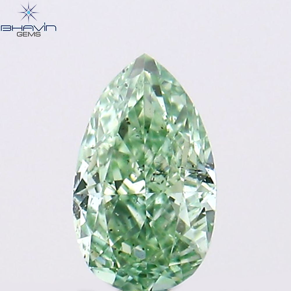 0.15 CT Natural Pear Diamond Enhanced Bluish Green Color Clarity VS2 (4.22 MM)
