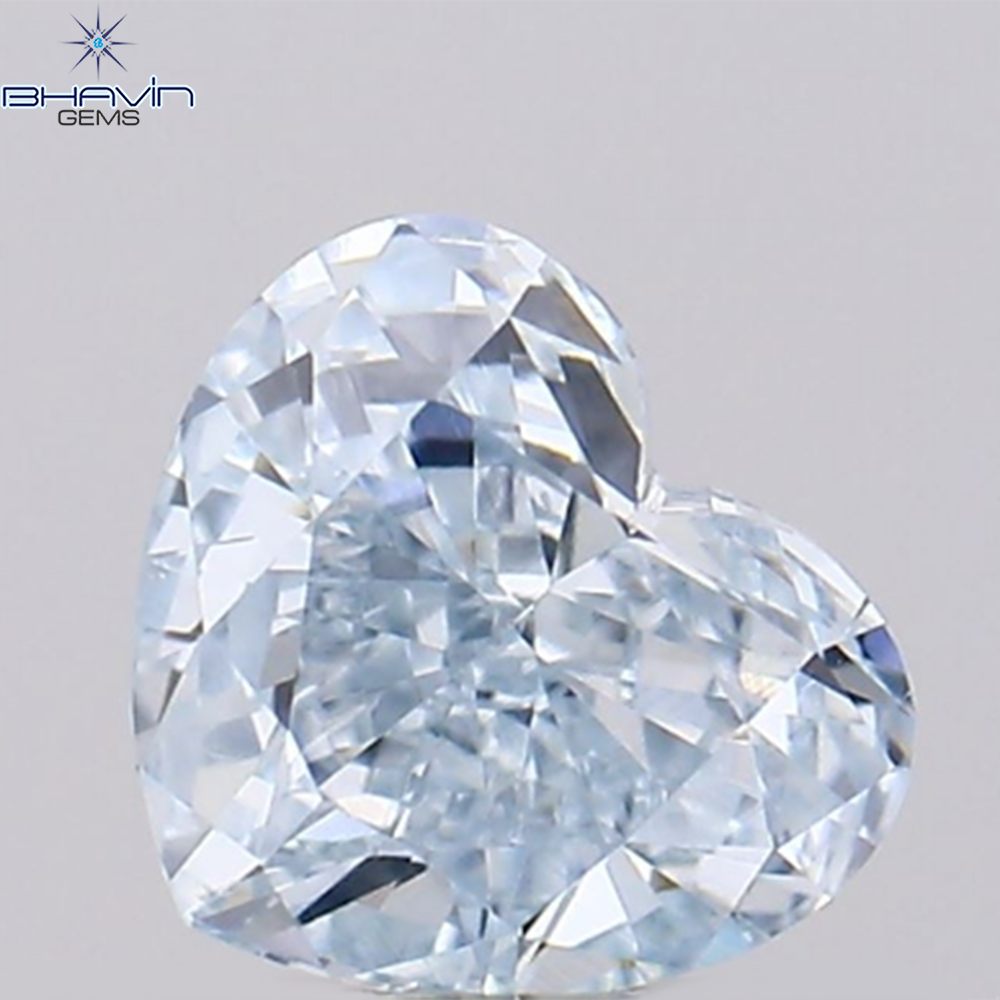0.45 CT ハートシェイプ 天然ダイヤモンド 緑がかった青色 VS1 クラリティ (4.36 MM)