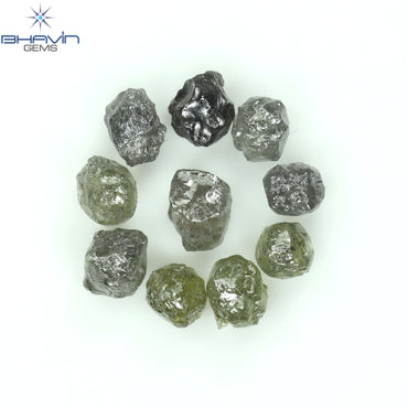 5.29 CT/10 ピース ラフシェイプ グレー カラー ナチュラル ダイヤモンド I3 クラリティ (4.14 MM)
