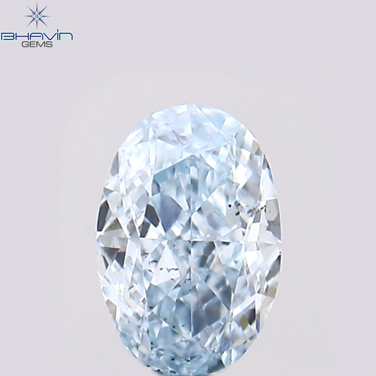 0.37 CT オーバル シェイプ ナチュラル ダイヤモンド グリーンがかったブルー カラー SI1 クラリティ (5.36 MM)