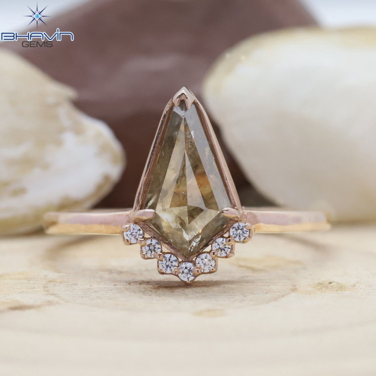 Shield Diamond, Brown Diamond, Natural Diamond Ring, Engagement Ring