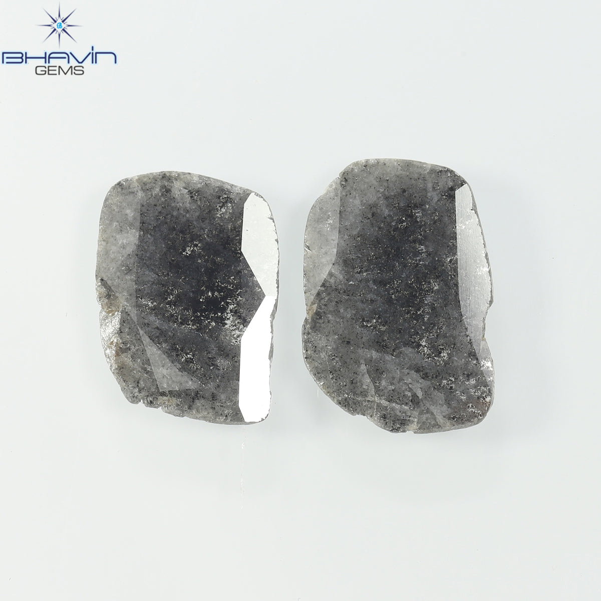 2.32 CT/2 ピース スライス ダイヤモンド ソルト アンド ペッパー カラー クラリティ I3 (12.50 MM)