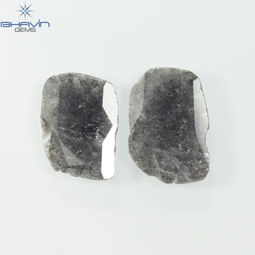 2.32 CT/2 ピース スライス ダイヤモンド ソルト アンド ペッパー カラー クラリティ I3 (12.50 MM)