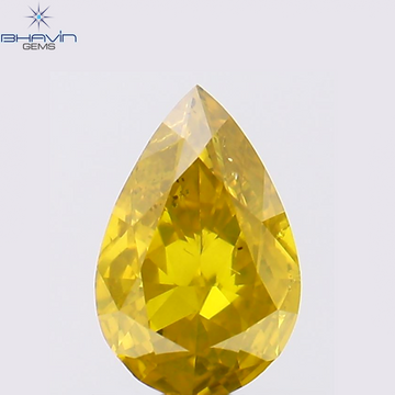 0.54 CT Natural Pear Diamond Enhanced Yellow Color Clarity SI1 (6.75 MM)